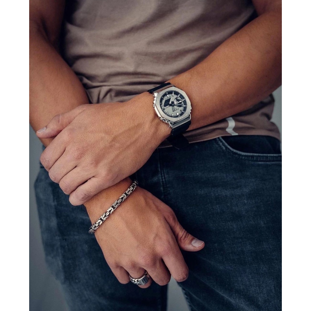 Jam Tangan Casio GShock Pria Wanita G-Shock  GM2100  GM-2100-1A Men Sport Watch Japan Quartz Movement Dual Time Display 200M Water Resistant Shockproof and Waterproof World Time LED Auto Light Sports Wrist Watches