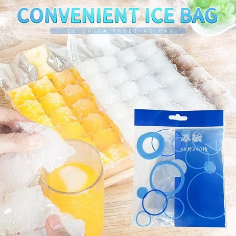 Kantong Plastik Cetakan Es Batu 24 Cube Sekali Pakai Disposable Ice Bag Isi 10pcs