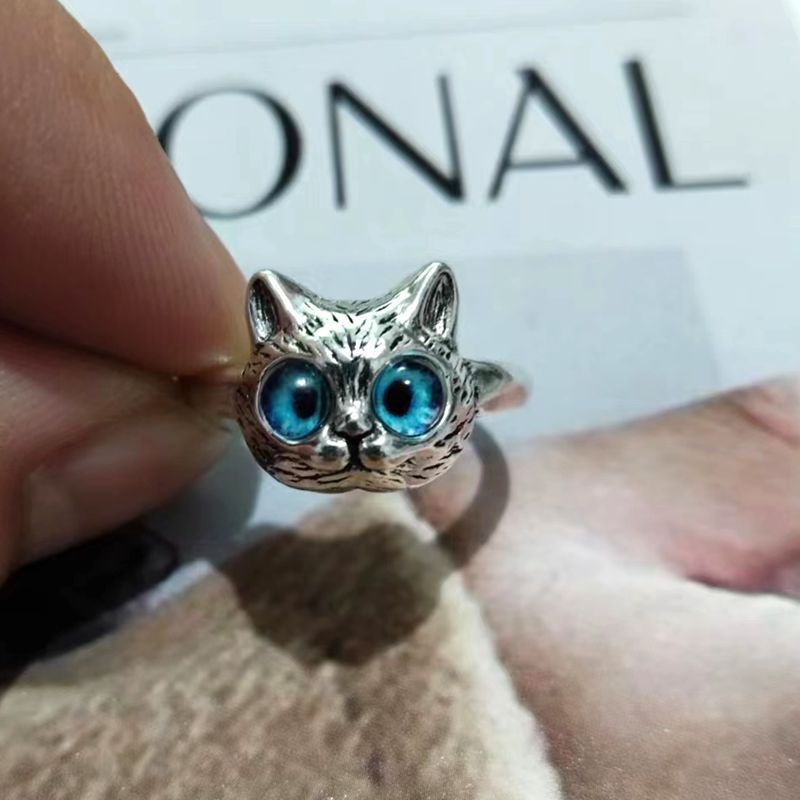 Cincin Jari Telunjuk Model Mata Kucing Gaya Vintage Untuk Wanita
