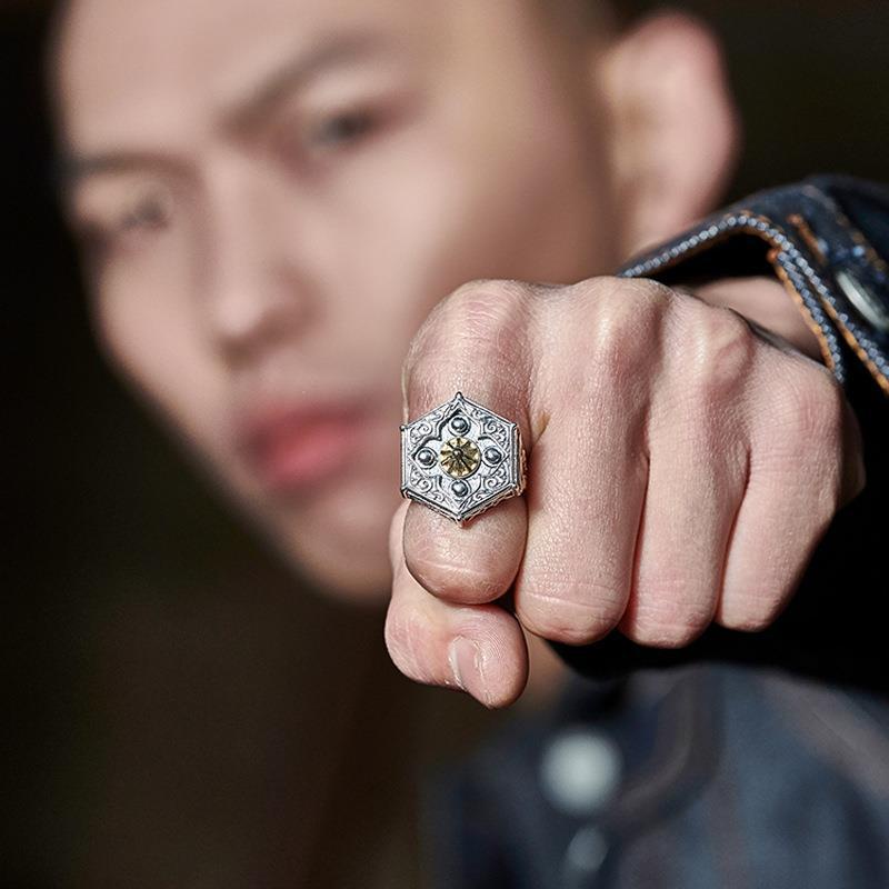 Cincin Model Terbuka Desain Burung Hantu Warna Silver Gaya Hip Hop Eropa Amerika Untuk Pria