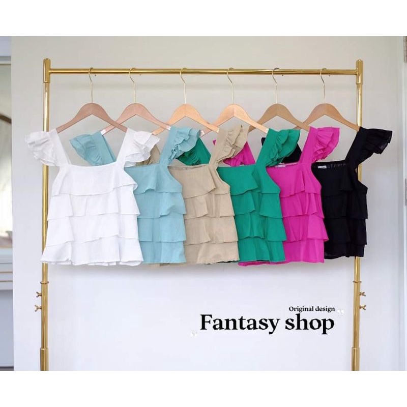 ATASAN FANTASY SHOP RUFFLE LENGAN FASHION WANITA IMPORT BANGKOK CODE F 05