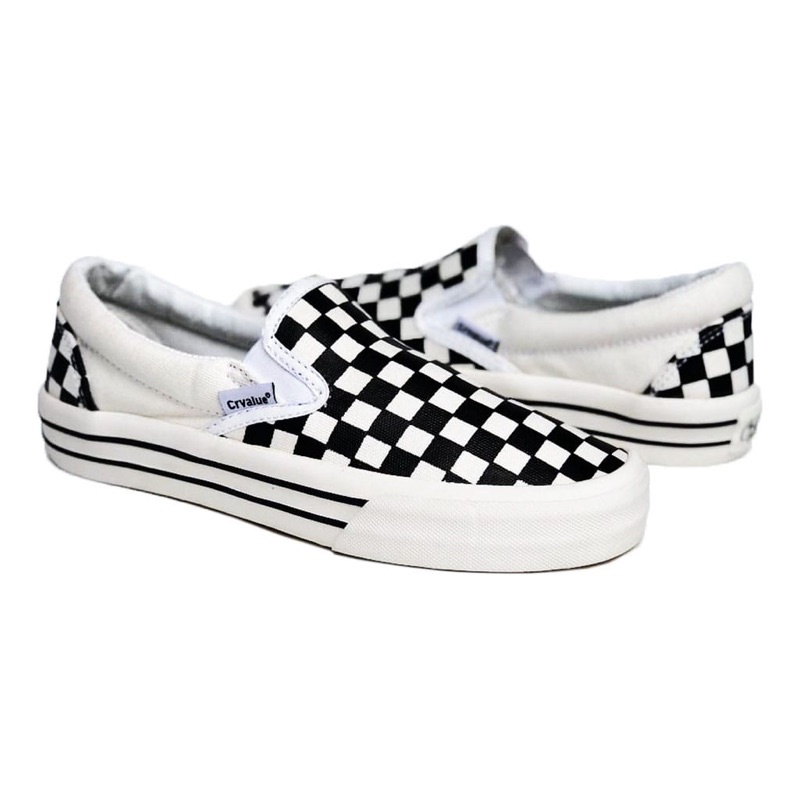 Sepatu Slip On CHEKERBOARD CorvalueFootwear Cornwall CB gr2 hitam