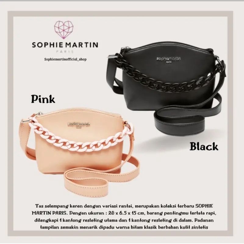 SOPHIE MARTIN Tas Selempang Wanita RESIN BLACK / PINK Sophie Martin Parus