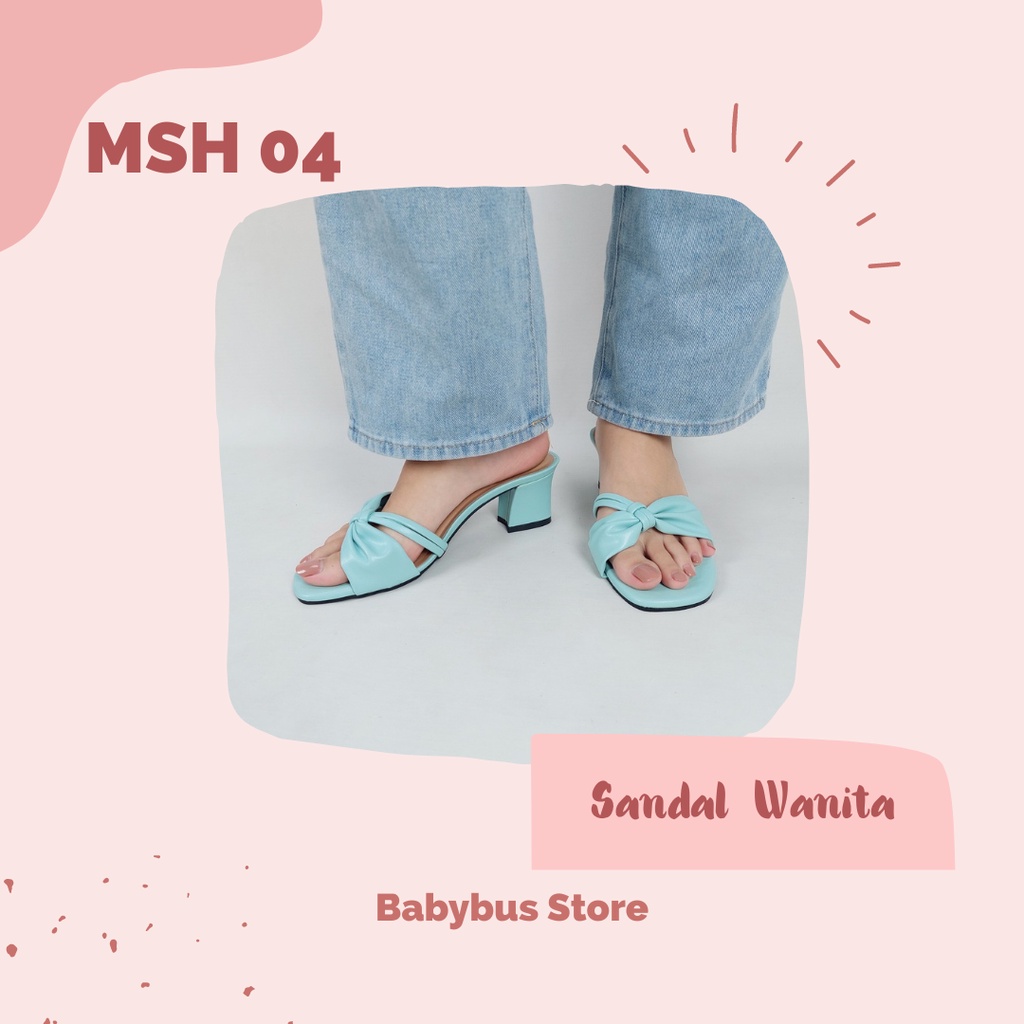 BBS MSH 04 Sandal High Heels Hak Tahu Pita Tiga Wanita Impor Murah