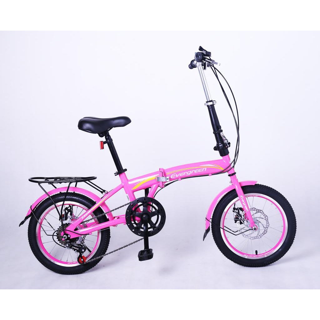 Sepeda Lipat 16 Evergreen 1 Speed 7 Speed Girl Single Speed Folding Bike Sepeda Anak Dewasa