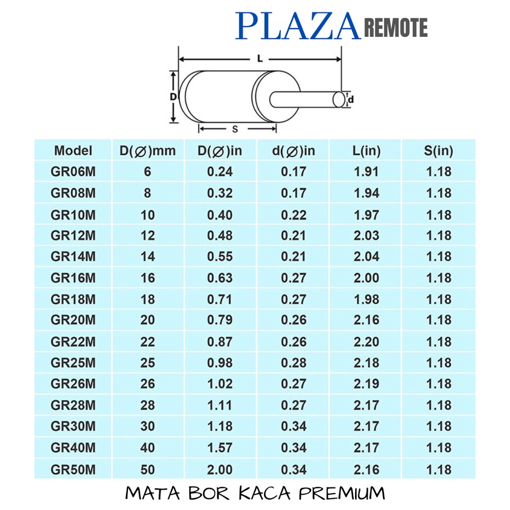 MATA BOR KACA / KERAMIK DIAMOND GLASS PREMIUM 16 - 100 MM