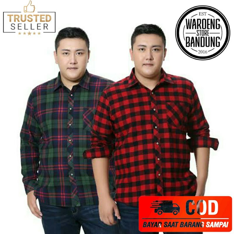 KEMEJA FLANEL PRIA LENGAN PANJANG SIZE SUPER JUMBO 6XL-5XL / FLANEL KOTAK-KOTAK SUPER BIG SIZE