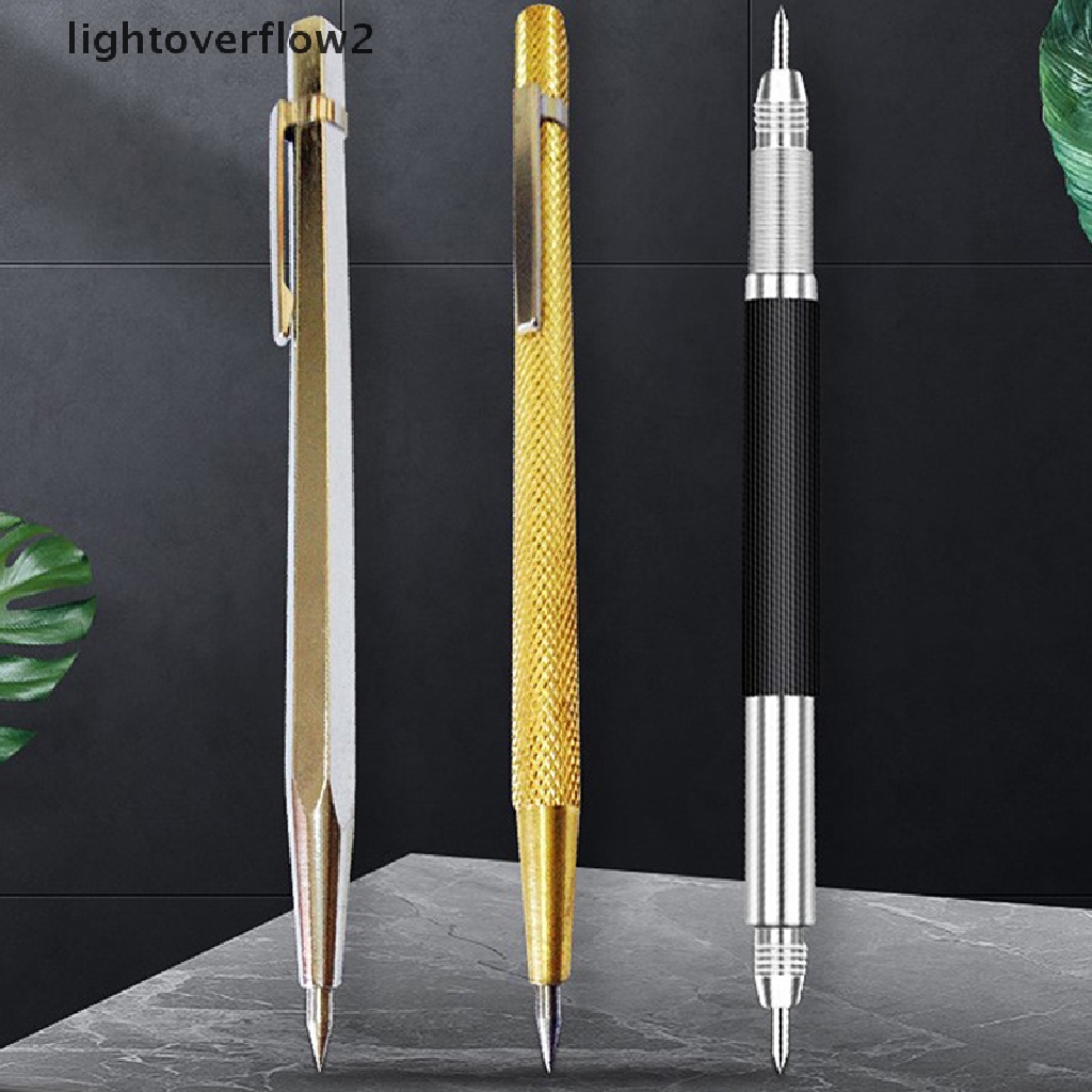 (lightoverflow2) 1pc Pena Ukir Ujung Ganda Bahan Tungsten Alloy + Keramik (ID)