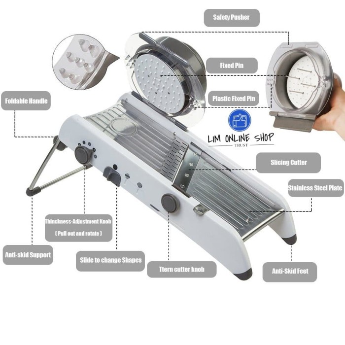 Pemotong Sayur Buah Serbaguna Mandoline Adjustable Stainless Steel