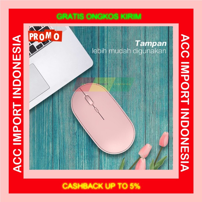 Hadir Mouse Bluetooth Tanpa Kabel Mouse Gaming Pink Lucu Android Pc Laptop Bagus