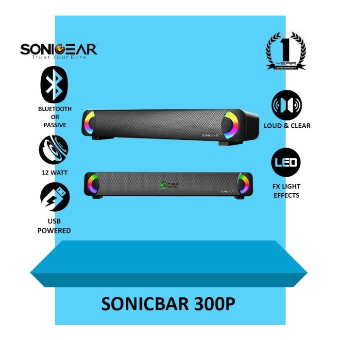 SPEAKER Speaker SonicGear Sonicbar 300-P Passive + Sonic X AMP - Hitam berkualitas terlaris mic best