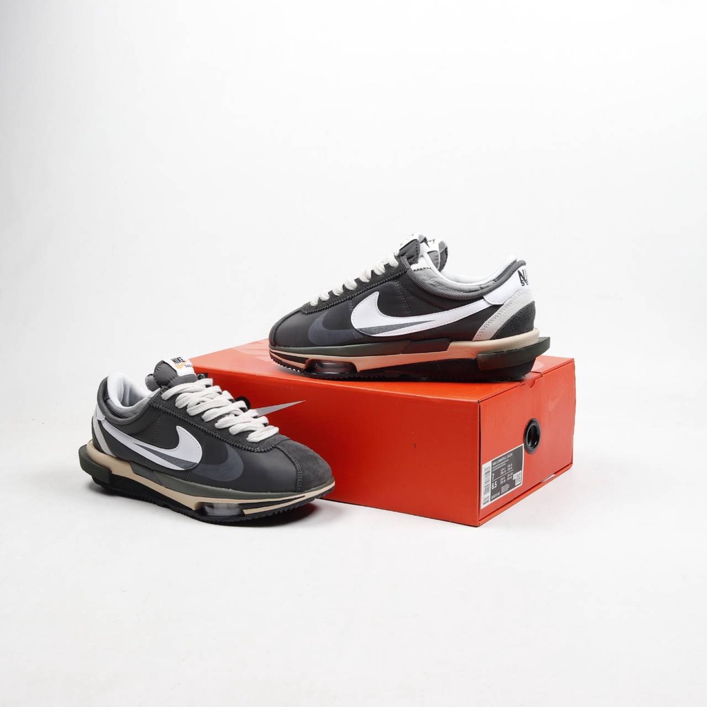 Sepatu Nike Sacai Cortez 4.0 Grey BNIB Premium Original Vietnam Bonus Kaos Kaki Packing Bubble Wrap