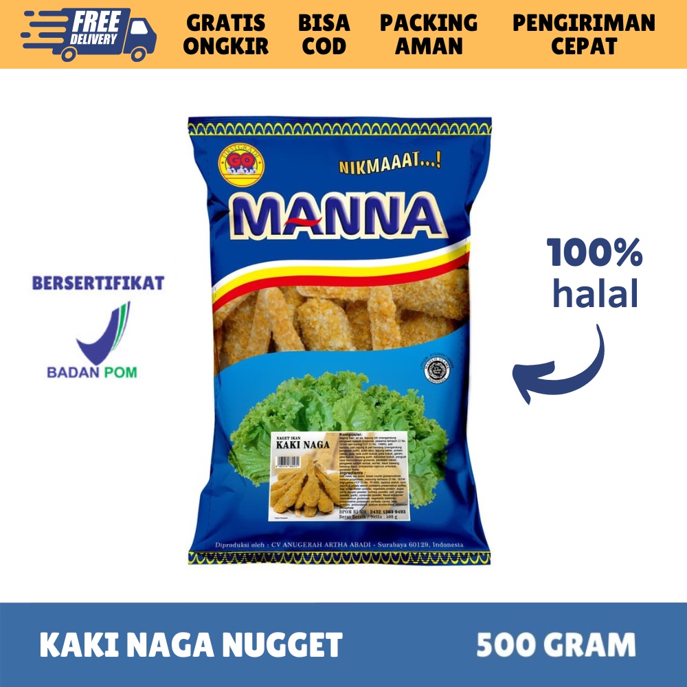 [FROZEN FOOD GOMANNA] FISH NUGGET IKAN KAKI NAGA ISI 24 (500GR) NAGET BENTO FROZEN BPOM HALAL