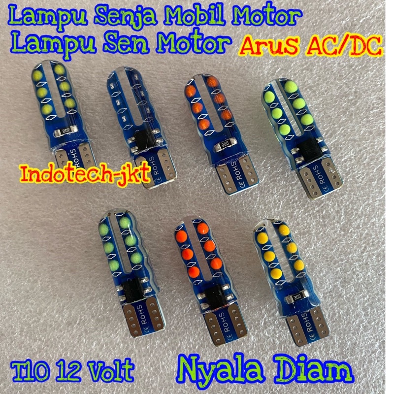 Lampu Senja Sen Motor Mobil T10 12 Volt Nyala Diam 12 LED COB