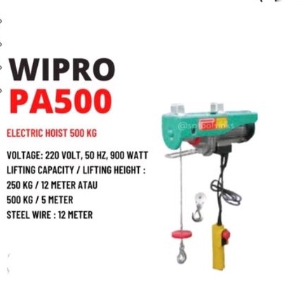 Wipro PA 500A electric hoist PA500 katrol listrik PA500A PA 500 500kg