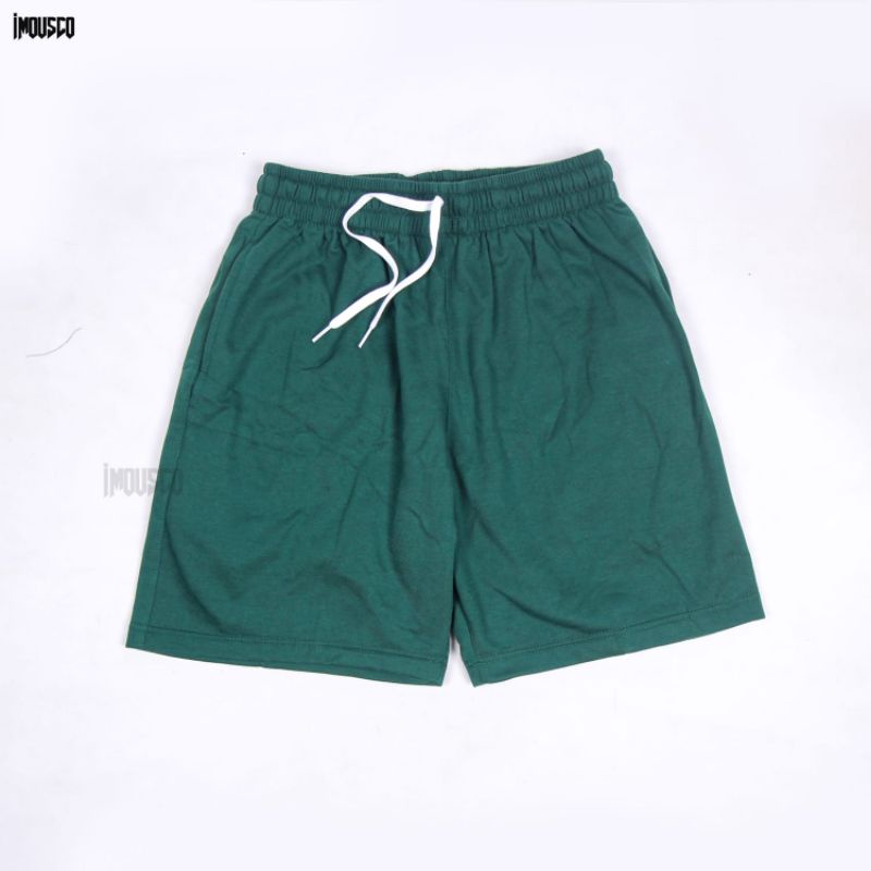 Imous.co celana pendek boardshort hijau botol polos all size