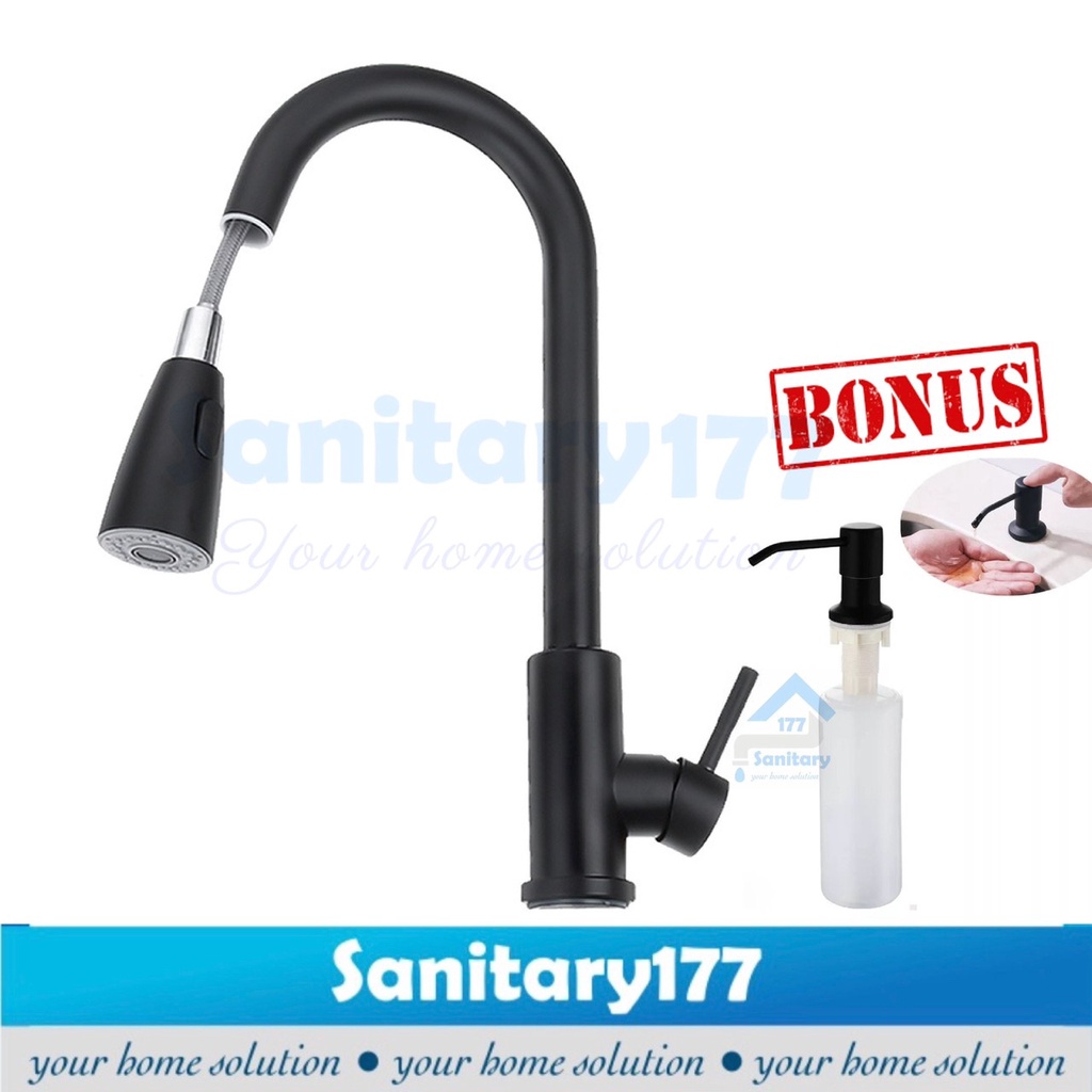 Kran Sink TARIK stainless 304 Meja minimalis HITAM 17BL- Keran Air dapur fleksibel BAK cuci piring wastafel /G27