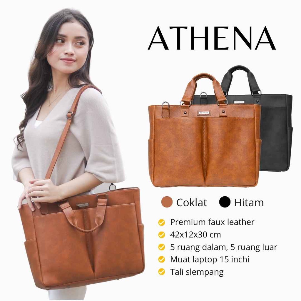 ATHENA Bag by Manjua. Muat LAPTOP 15 inch. Tas Ransel, Tas Kerja Wanita, Muat Banyak Barang. Tas Ukuran Besar Dengan 10 Ruang. Melindungi Laptop Dari Benturan dan Gesekan.