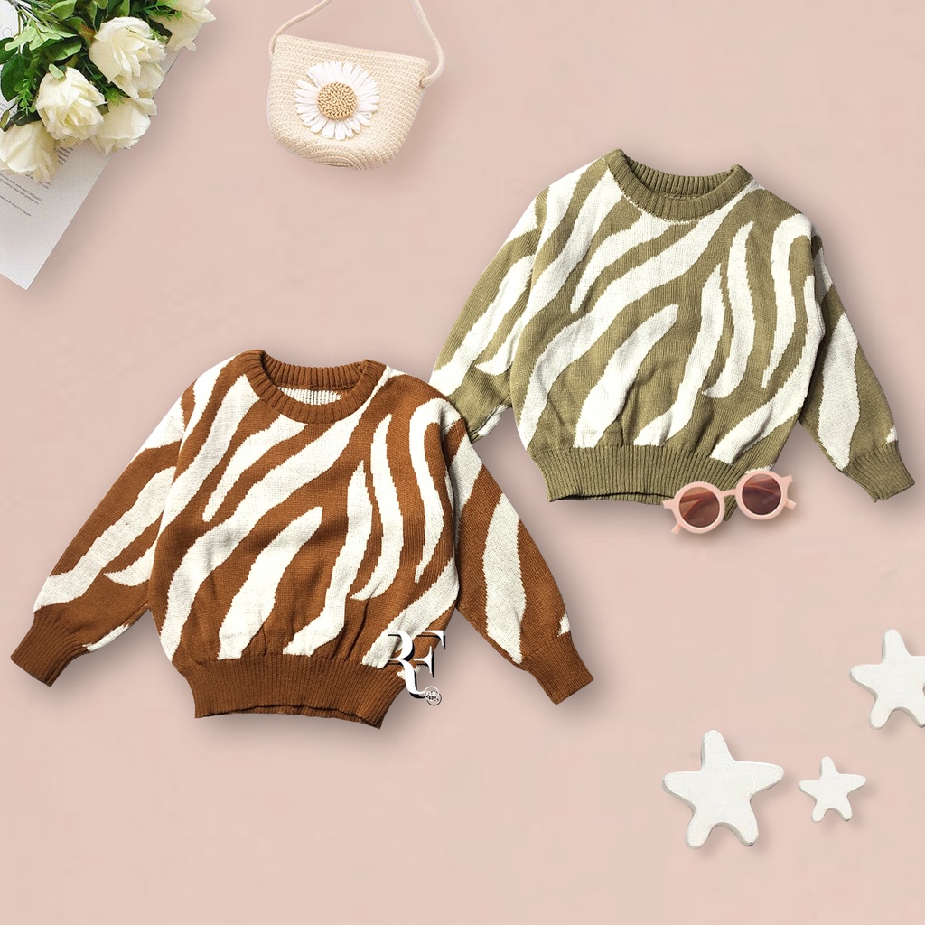 Sweater Blouse rajut anak motif zebra usia 1-6th