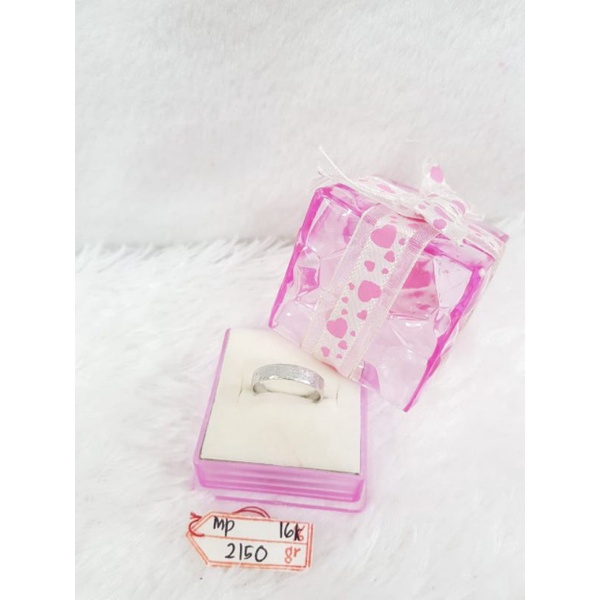 CC975M615M cincin persegi model pasiran variasi batikan emas putih white gold berat 2.150 no.12 d 1.
