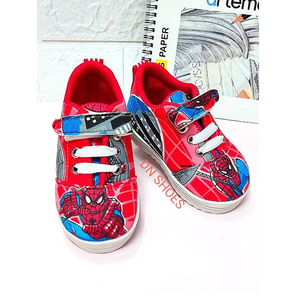 Sneakers Anak Laki-Laki Sepatu Anak Karakter Laba Laba Spider Merah