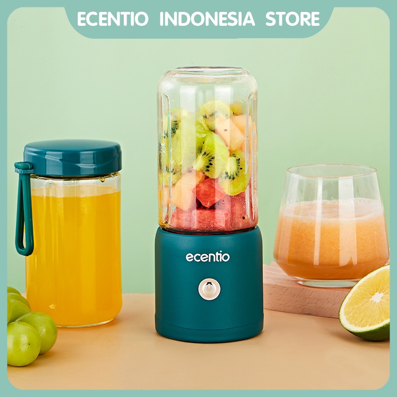 ecentio 2/1 cup Juicer Portable Blender Portable kaca 8/6 mata pisau 380ml+380ml