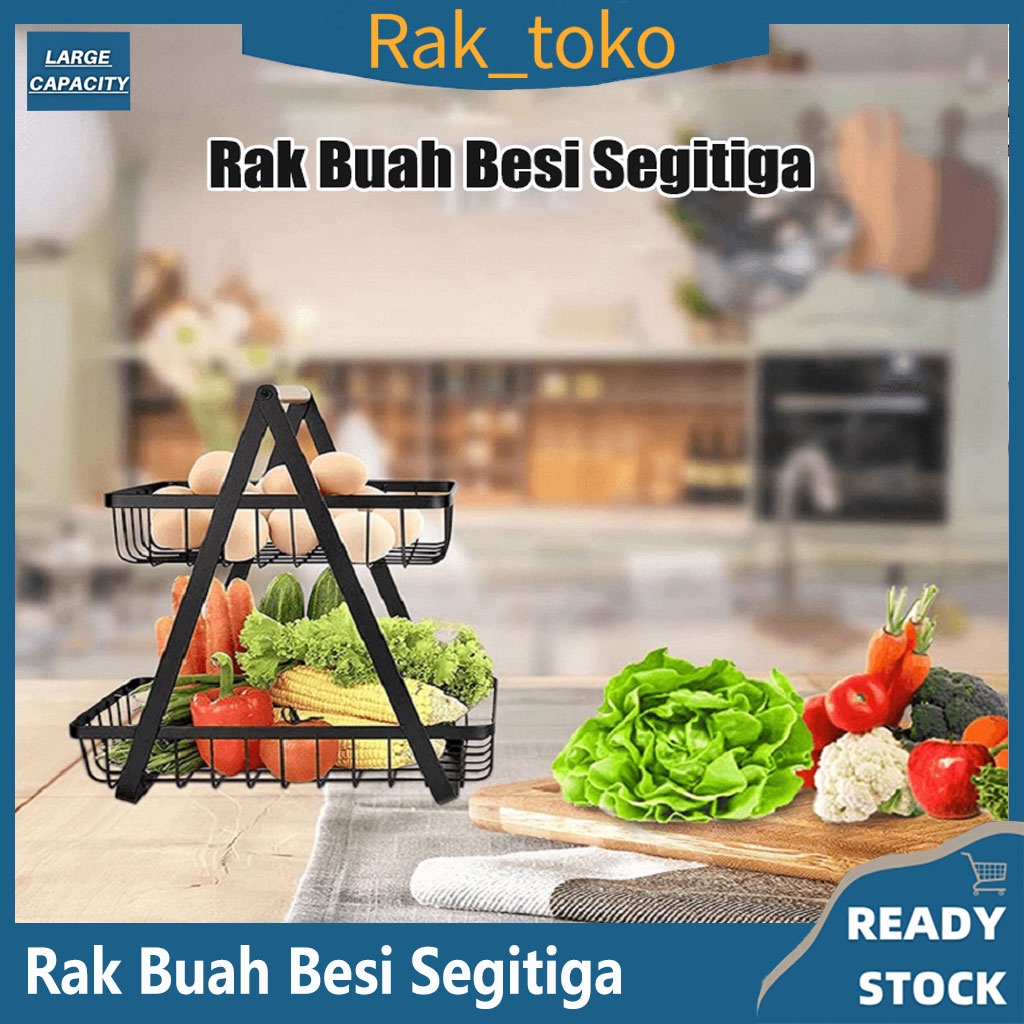 Rak Buah Stainless steel keranjang Rak BuahSegitiga 2 Susun