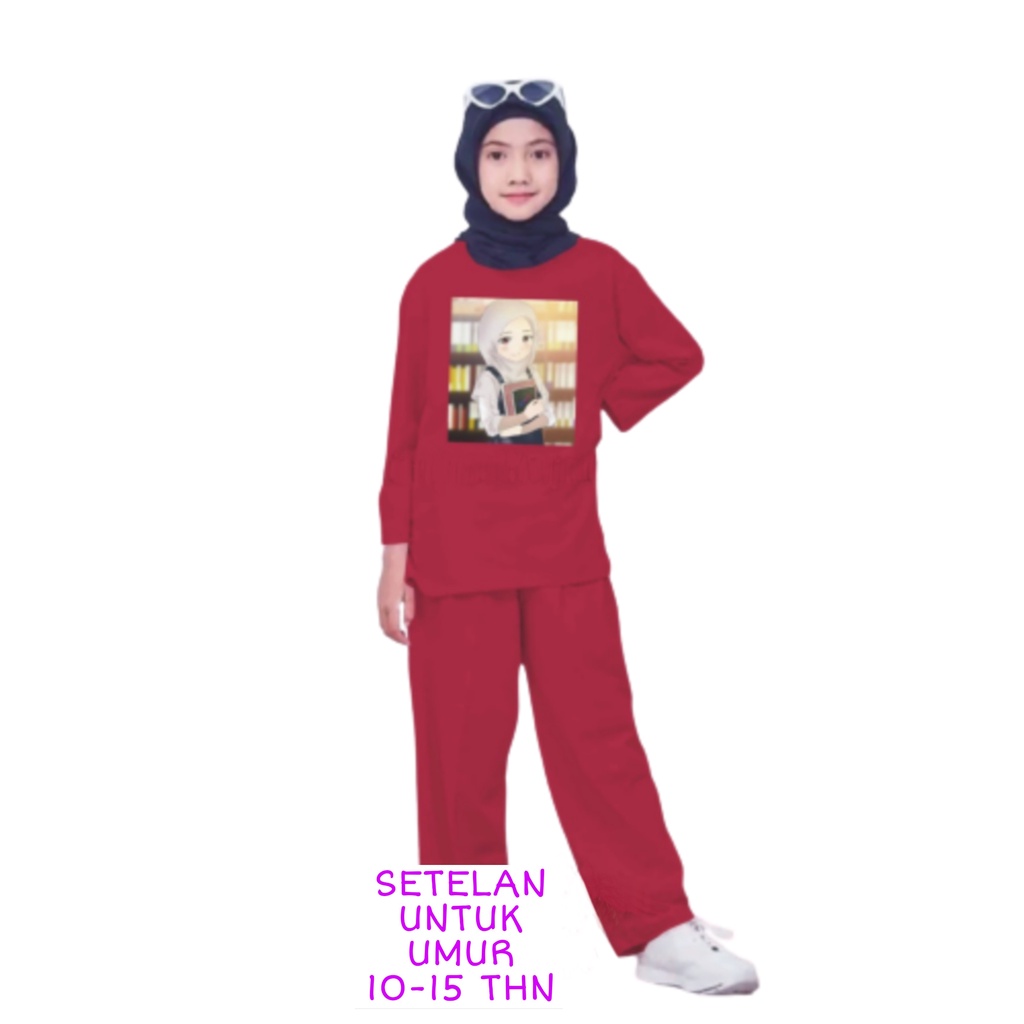 Setelan Anak Perempuan Remaja Bahan Kaos Babyterry Kaos Lengan panjang dan Celana panjang Oversixze XXL 10 11 12 13 14 15 Tahun . One Set Anak Perempuan Terbaru 2023 Viral Stelan Remaja Kekinian Setelan Baju Anak Tanggung K3