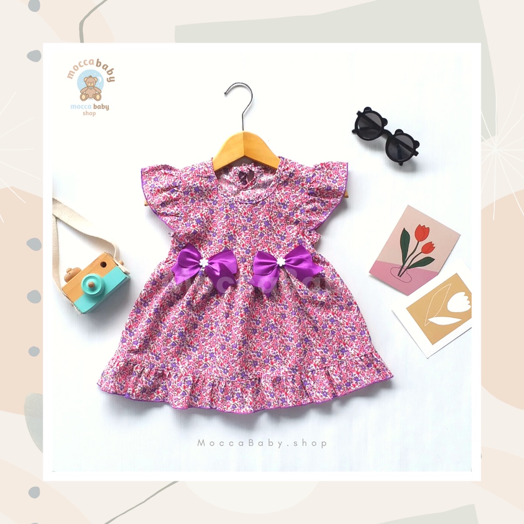 MBSS - (EXCLUSIVE ON MOCCABABY ) Dress Bayi Motif Animal Lucu Baju Bayi Perempuan / QIU2 DOUBLE RIBBON