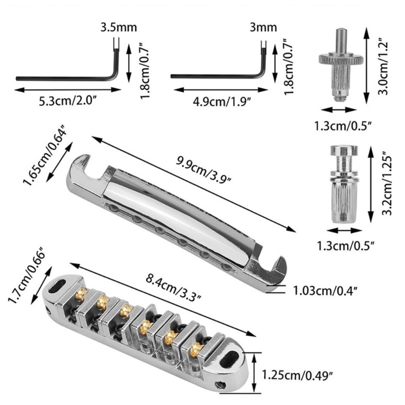 Saddle Roller Tune O Matic Bridge Tailpiece Dengan Stud Untuk Gitar