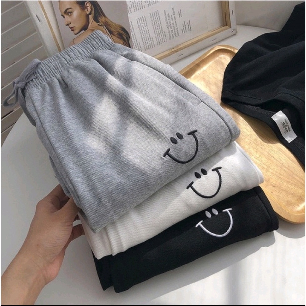 Celana Jogger Wanita Joger Smile Pants Panjang Training Olahraga Gym Wanita Model Slim CELANA OLAHRA