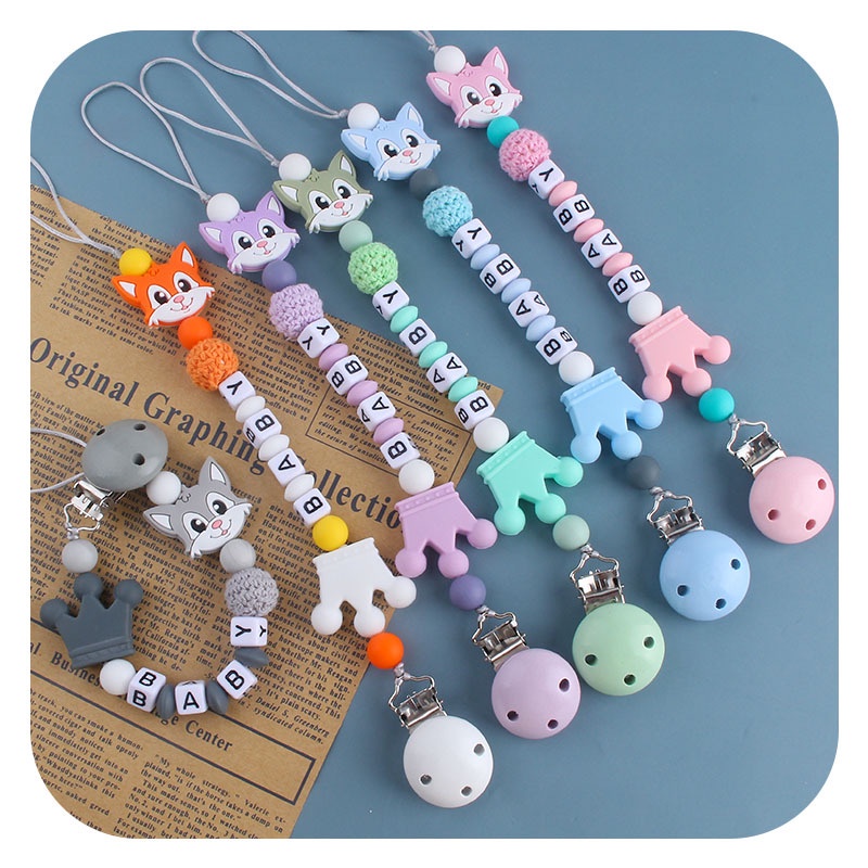 PC 12 | PACIFIER CLIP | TALI EMPENG DAN TEETHER BISA CUSTOM NAMA | TEETHER TALI DOT EMPENG CHAIN GANTUNGAN BAHAN SILIKON AMAN BPA FREE | RUZAIN MALL
