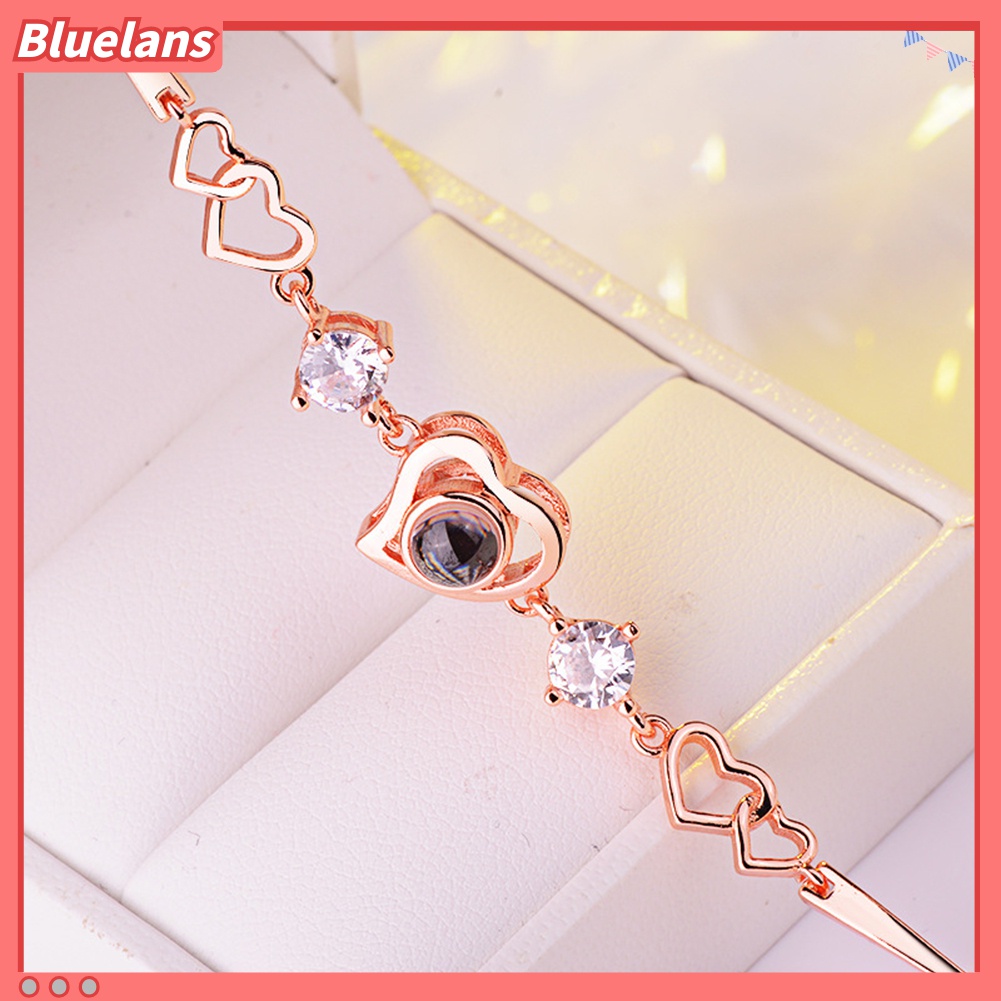 Gelang Rantai Proyeksi 100 Bahasa I Love You Bentuk Hati