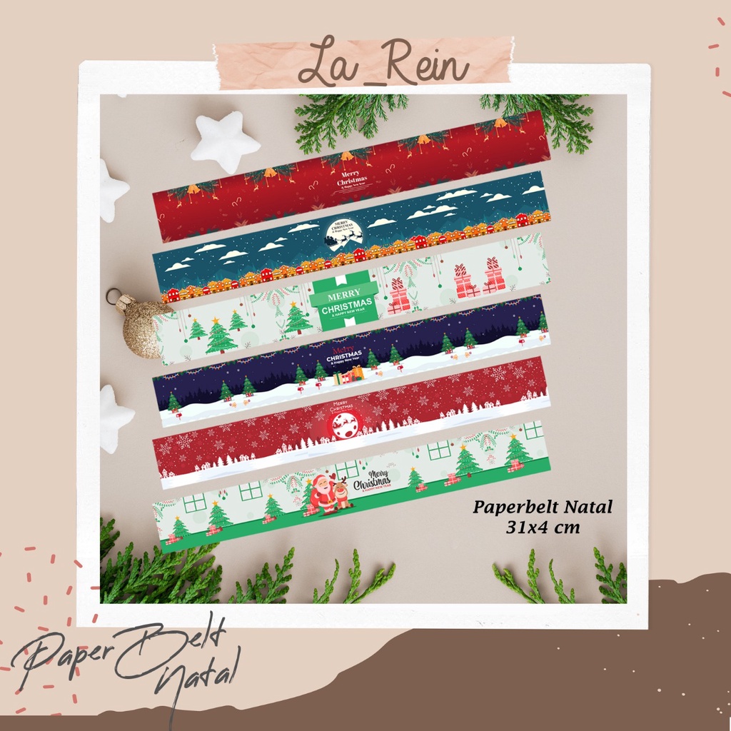 

NEW!! Paket Paper Belt Natal / Christmas Uk. 31 cm x 4 cm / Paper Sleeve / Label Segel Box / Paperbelt/Lebaran/kue kering/camilan/parcel/kado/kardus/hampers/