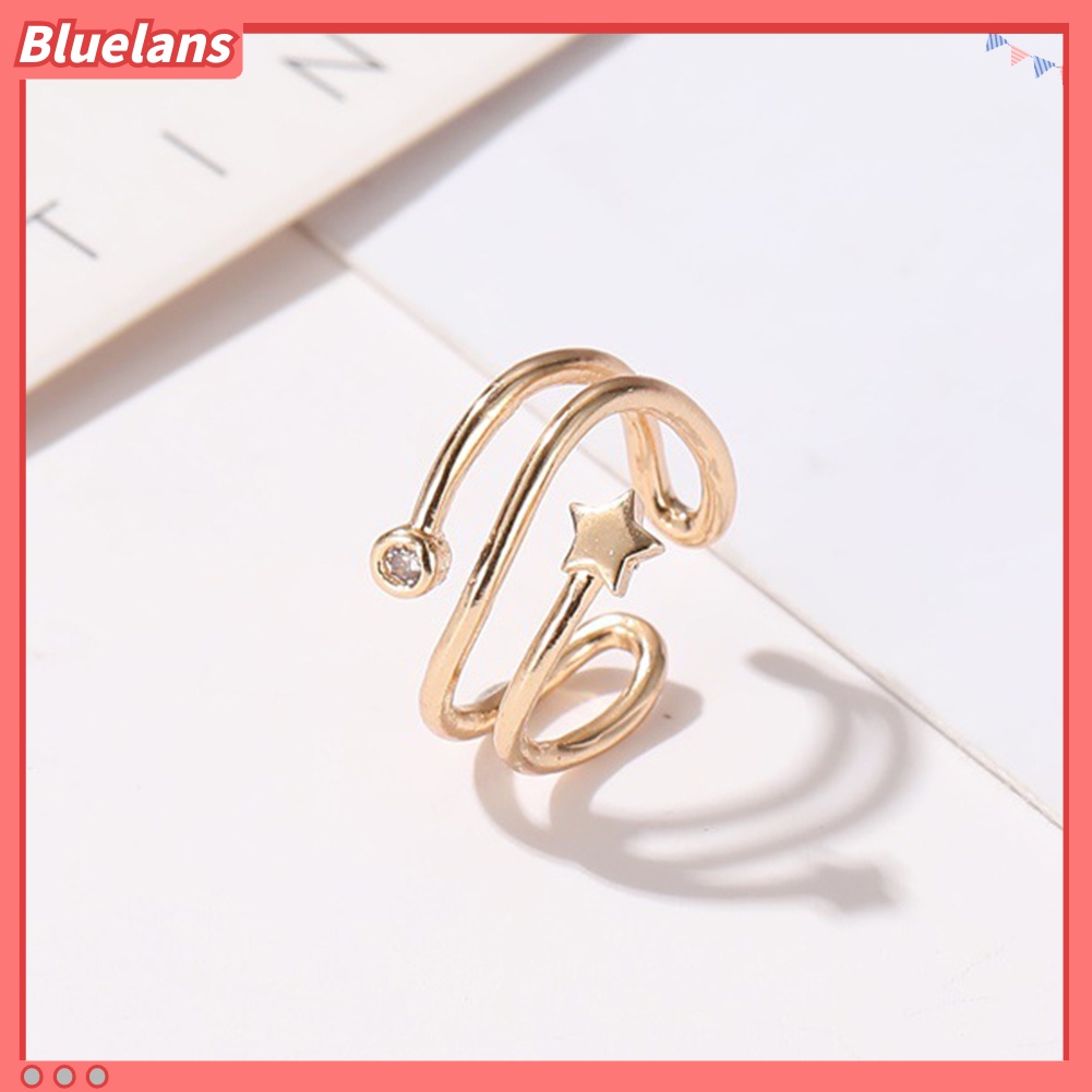 Bluelans 1Pc Women Rhinestone Inlaid Star Ear Cuff Clip On Earring Party Jewelry Gift
