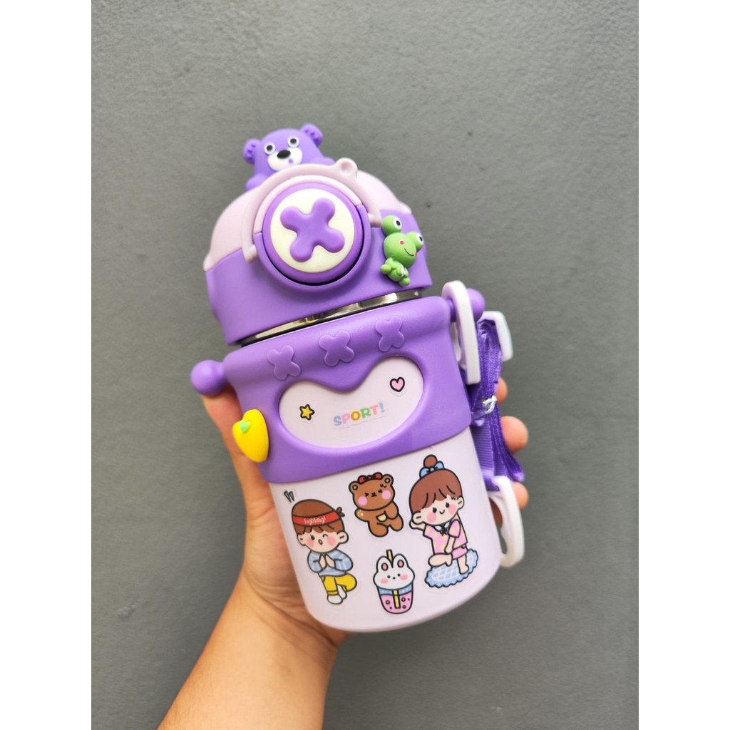 Botol Air Minum Anak 550ml Kualitas Premium Stainless BPA FREE Gratis Stiker 2D &amp; 3D TALI 127