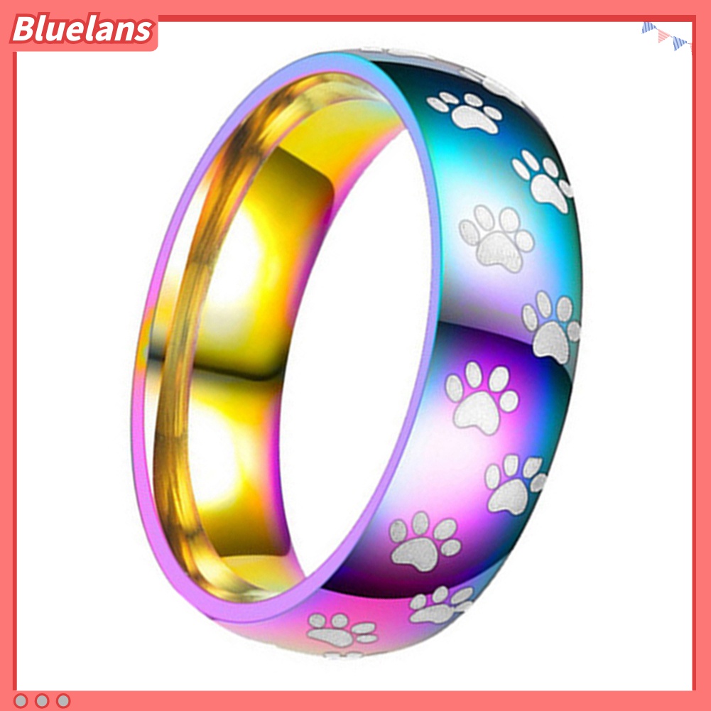 Cincin Bahan Titanium Steel Motif Print Hewan Untuk Pria Dan Wanita