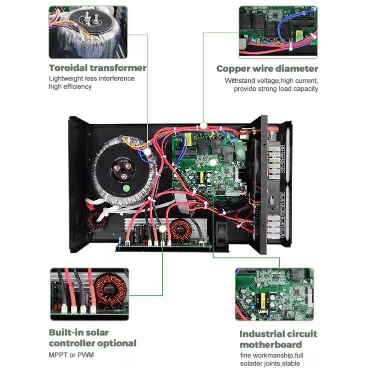 inverter hybrid LF Prime 3000W 48V MPPT 60A WiFi trafo toroidal donat low frequency PLTS solar panel campervan