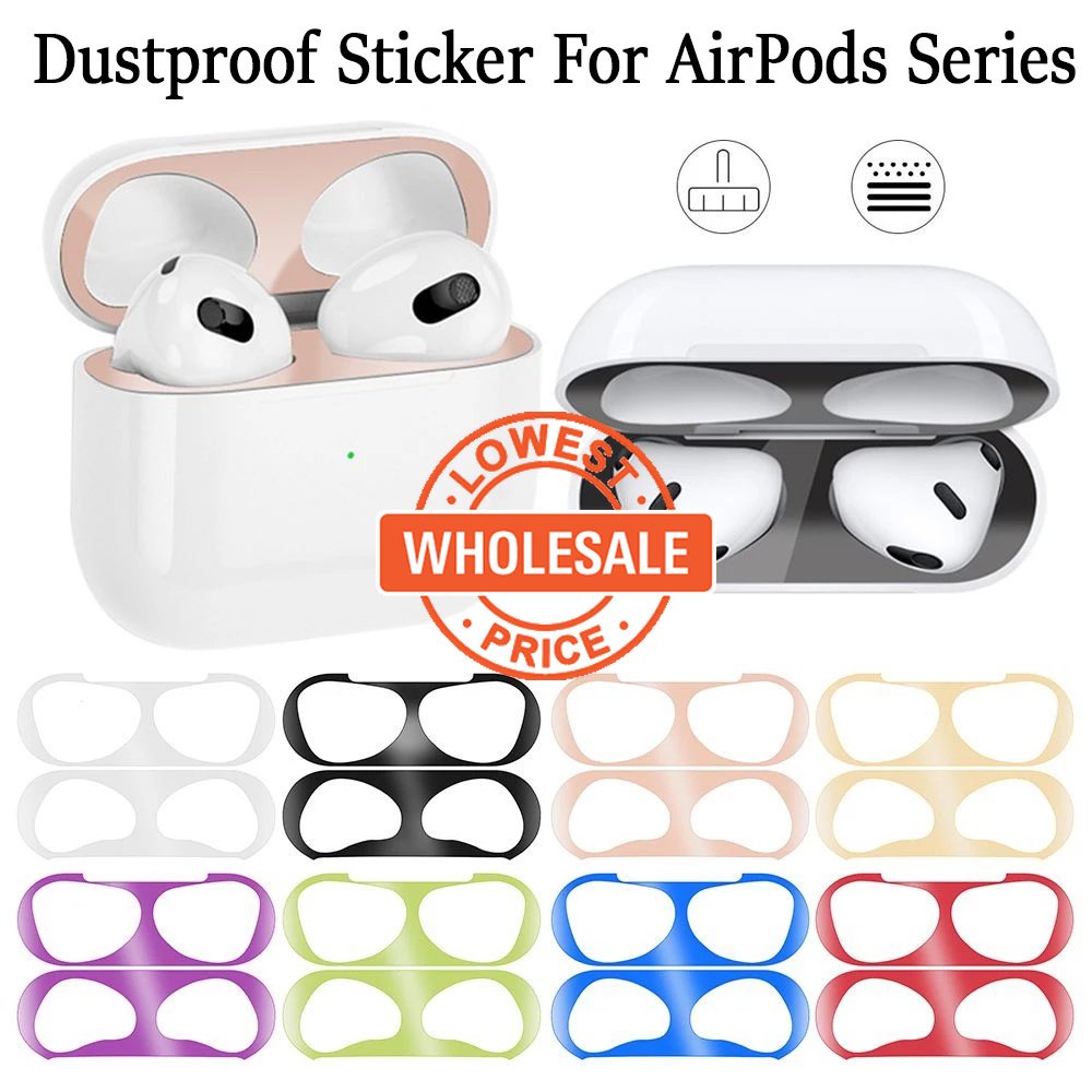 Stiker Pelindung Case Charging Headphone Bahan Logam Tahan Debu Anti Gores Untuk Airpods Pro 2