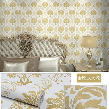 Wallpaper Sticker Motif Putih Batik Gold Panjang 8M