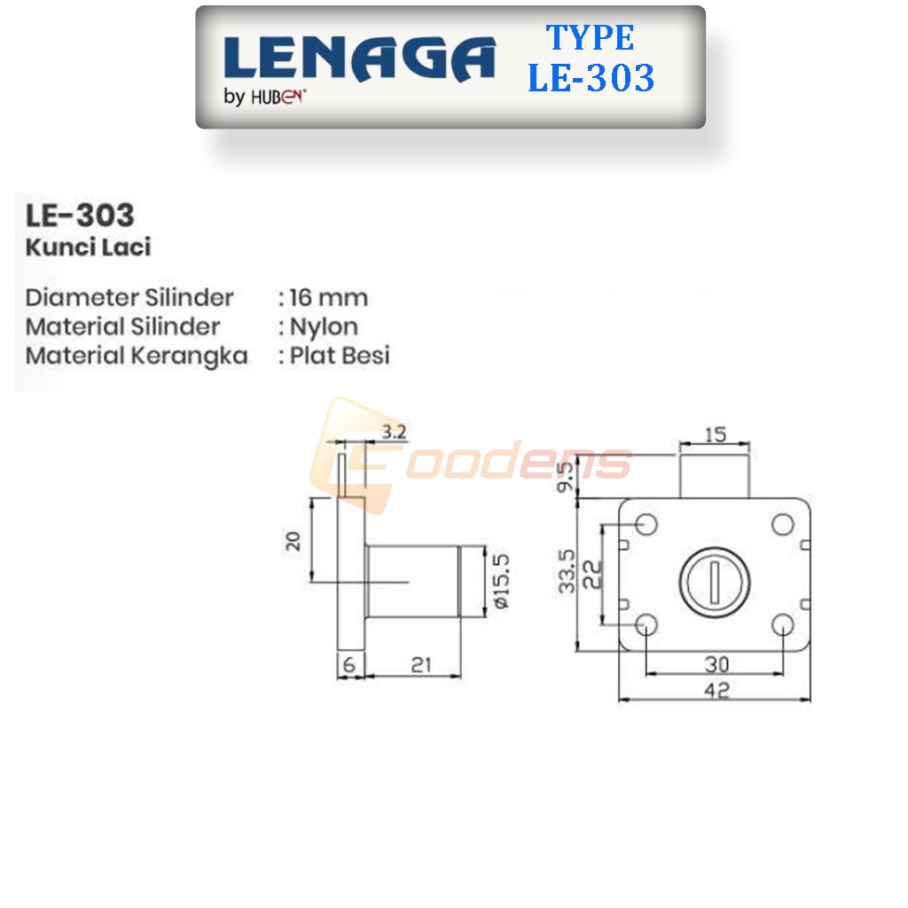 Lenaga LE 303 Kunci Laci Kunci lemari