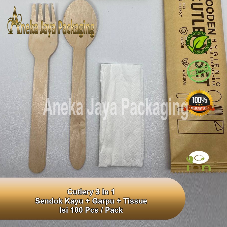 Sendok Garpu Tissue Set Kayu Premium isi 100pcs TISU MEDAN LK grosir