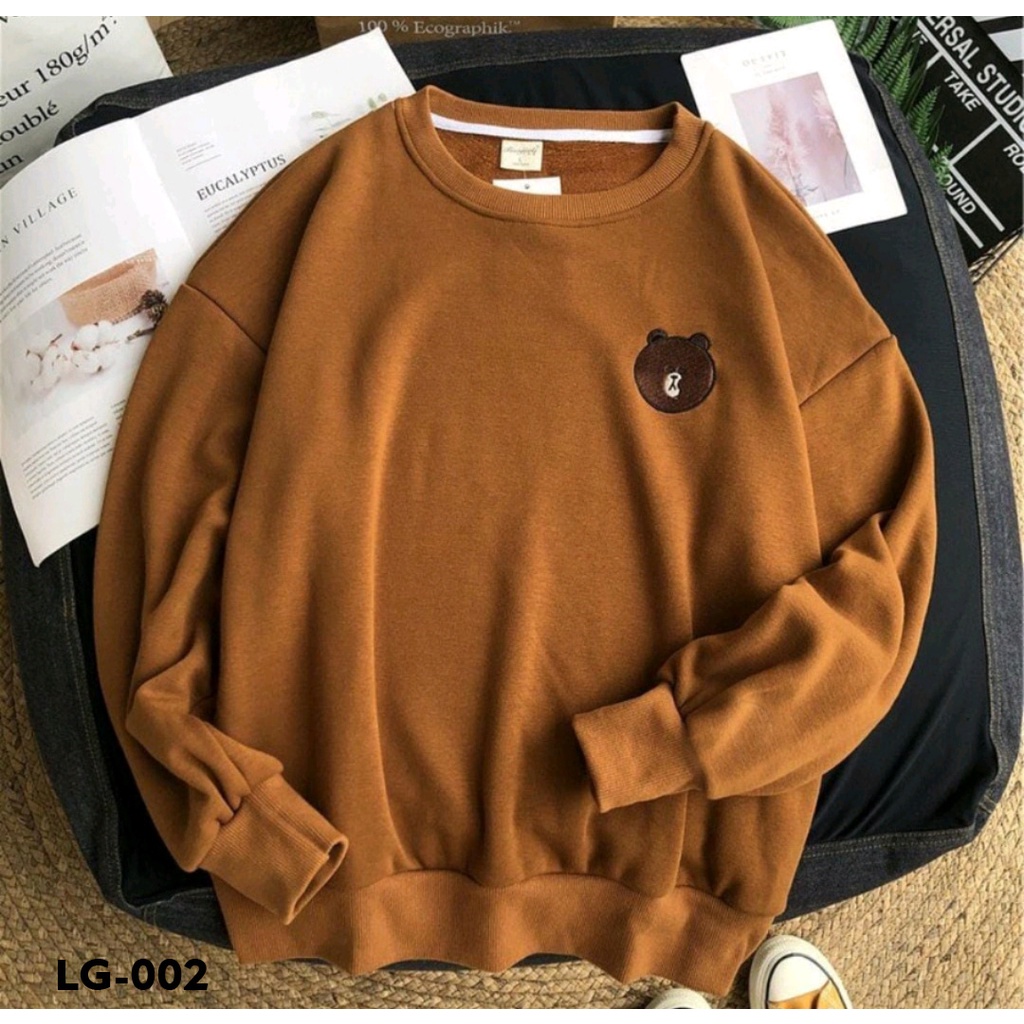 AA1- Sweater Oversize Wanita Fleece Elmo Brown