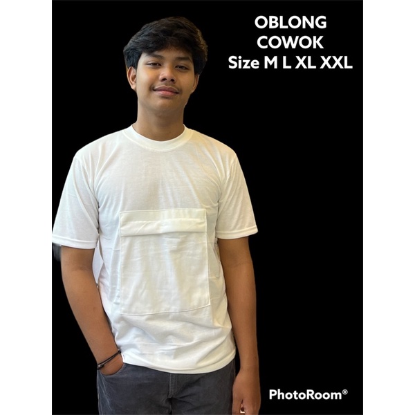 KAOS OBLONG PRIA/KAOS OBLONG PRIA  PUTIH/KAOS BERLENGAN PENDEK BERKANTONG DIDADA/KAOS OBLONG KANTONG DEPAN/OBLONG COWOK/KAOS OBLONG PUTIH PRIA BY ALIYA