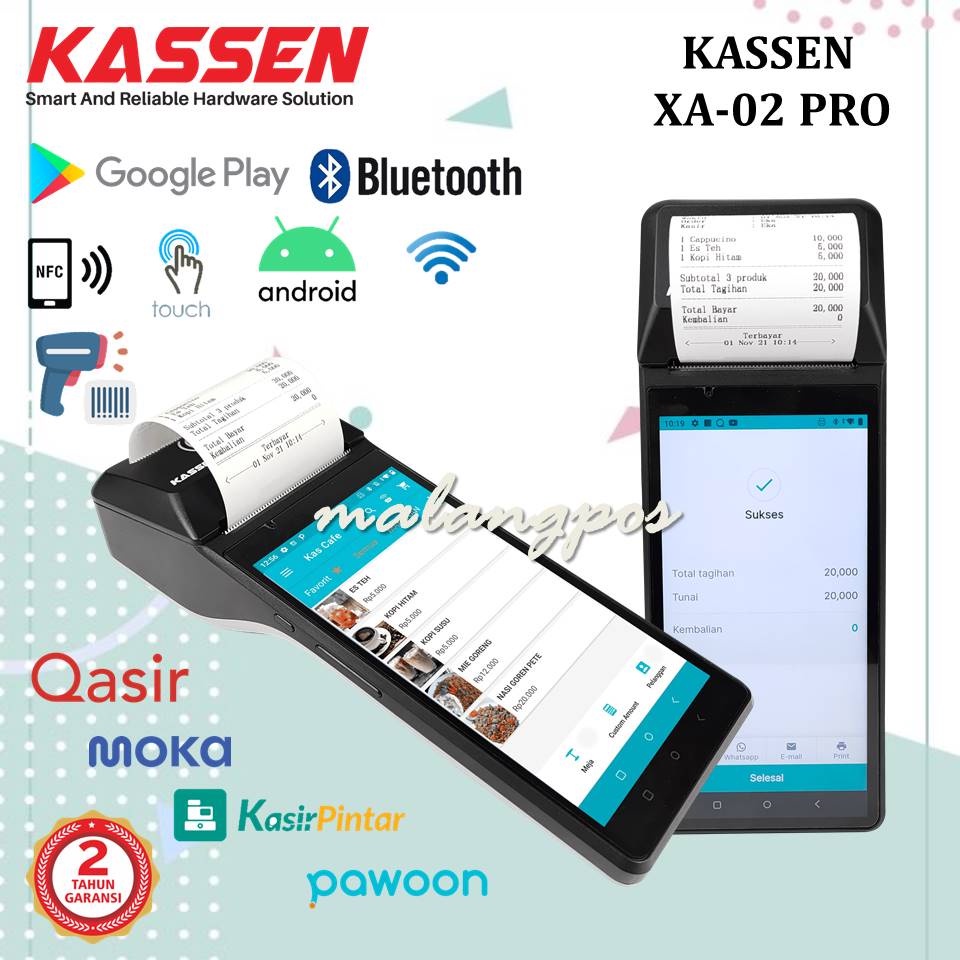 ALL IN ONE ANDROID KASSEN XA02 PRO 4G PAYMENT POS XA-02 PRO PRINTER THERMAL 58MM BLUETOOTH NFC SCAN