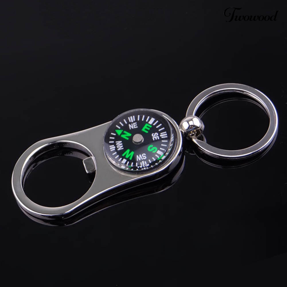Twowood Gantungan Kunci Pembuka Botol / Kompas Mini Portable Bahan Zinc Alloy Untuk Pria