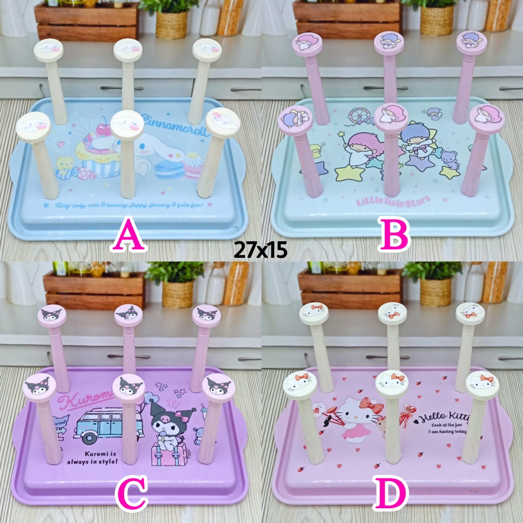 Rak Gelas Plastik Hello Kitty Cinnamoroll Kuromi Little Twin Stars