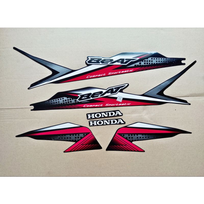 Stiker Lis body Honda beat fi cbs tahun 2020 warna merah hitam standar