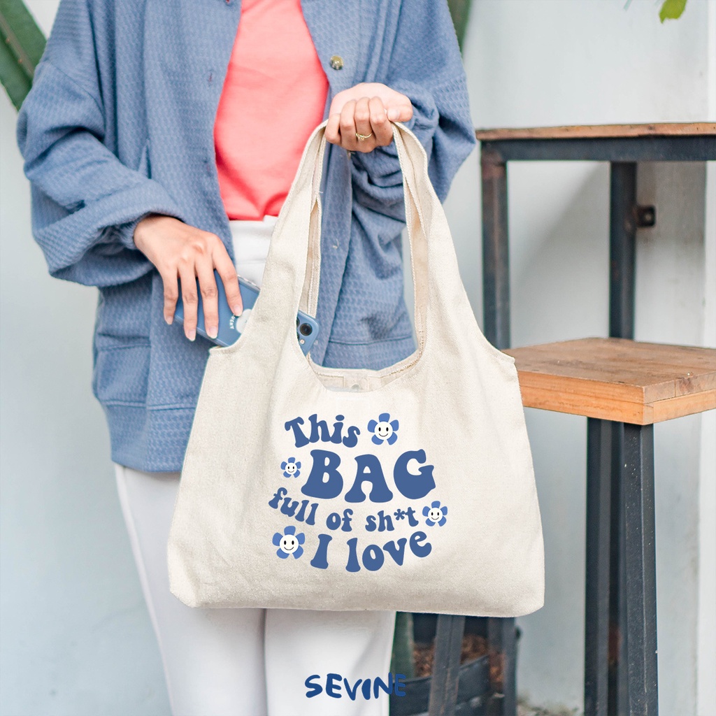 Sevine Tote Bag Kanvas Bonnie Tas Wanita Kuliah Fashion Laptop Totebag Quotes Motivation Aesthetic Vintage Pastel Retro - MD