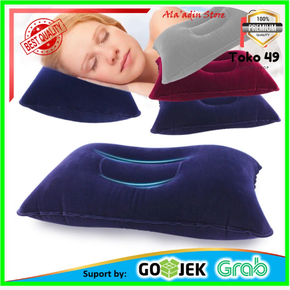 Bantal Angin Tiup Travel  / Alas Kepala Tidur di Mobil / Bantal Leher Polos  L3,458-459 -HHM070